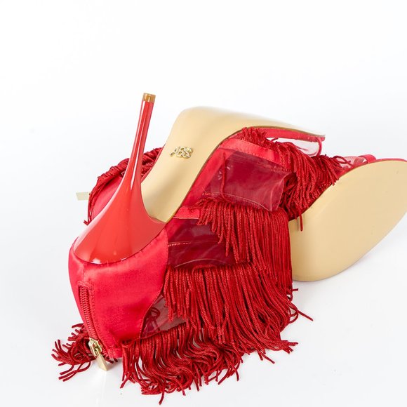 NWT ABS Alan Schwartz red fringe shoes - sz 10 - Picture 4 of 11